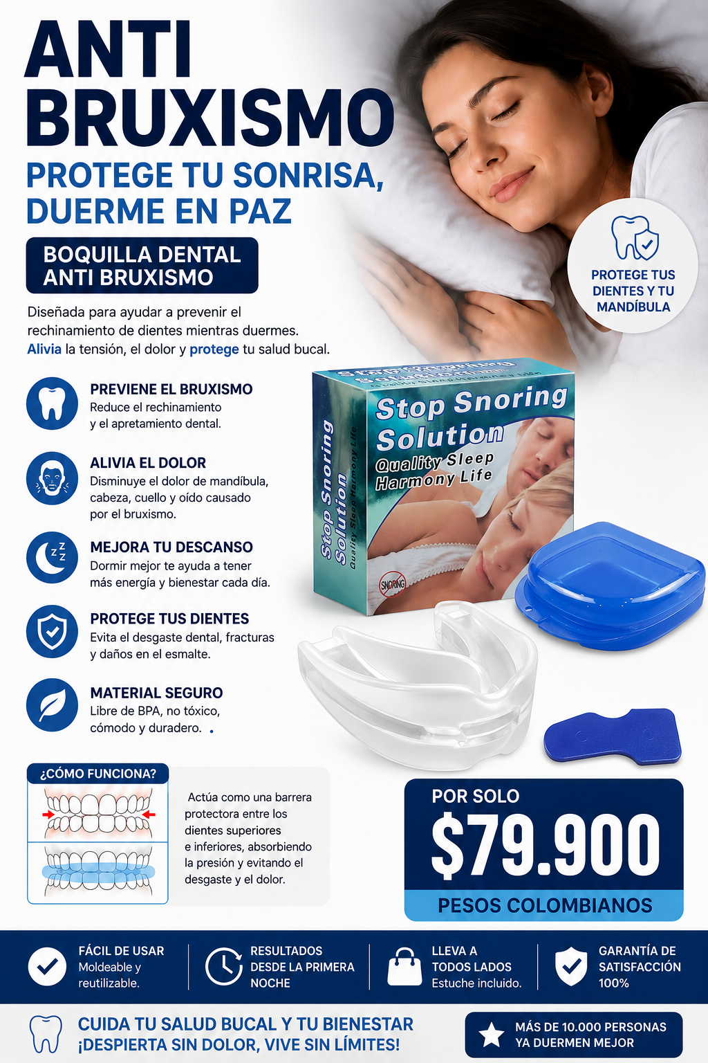 Protector Bucal Anti-Bruxismo y Antironquidos